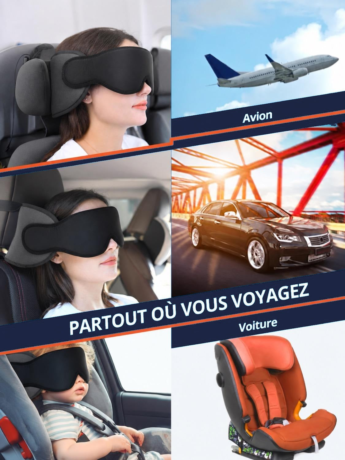 Utilisable en avion, voiture et train